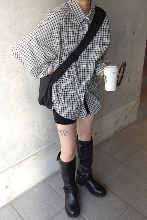 ギンガムチェックルーズシャツ