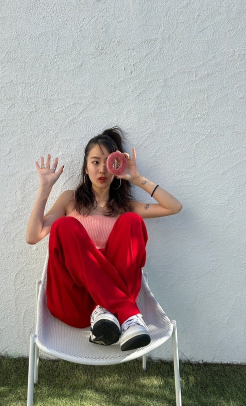 カラーニットキャミ