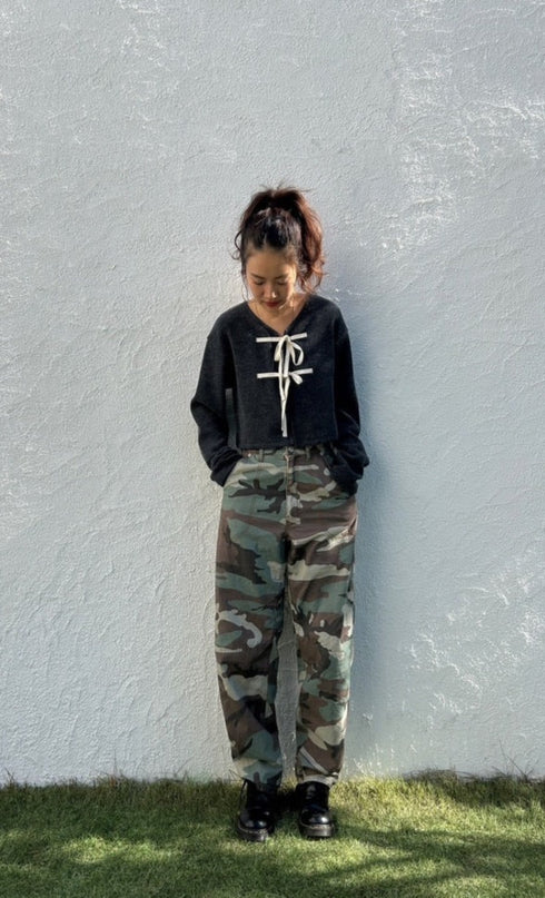 フロントリボンカーディガン