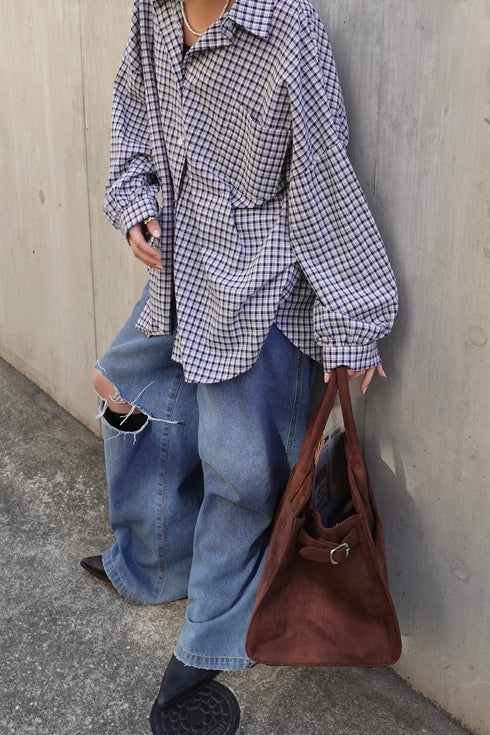 ギンガムチェックルーズシャツ