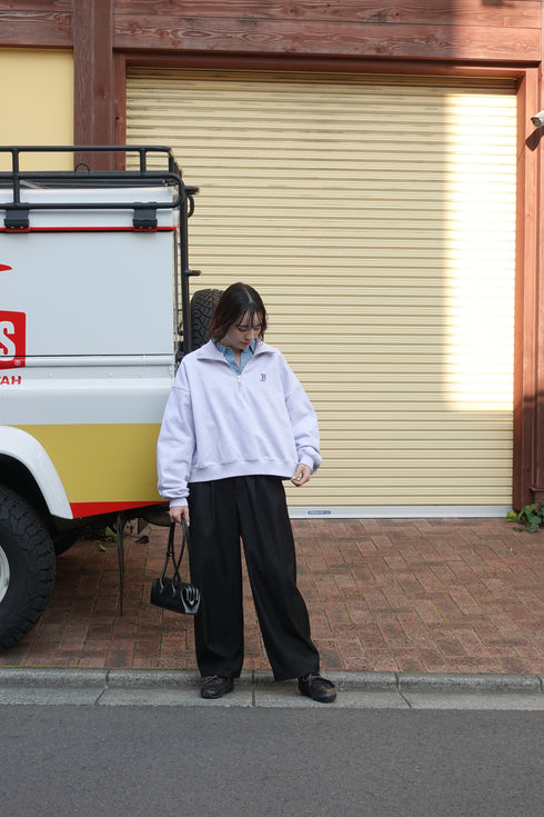 ハーフジップスウェット