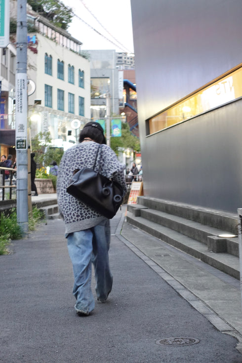 レオパードルーズニットカーデ