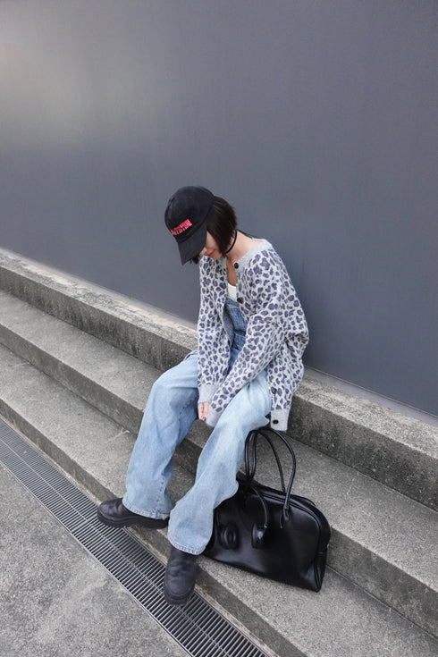 レオパードルーズニットカーデ