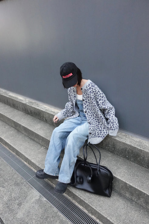 レオパードルーズニットカーデ