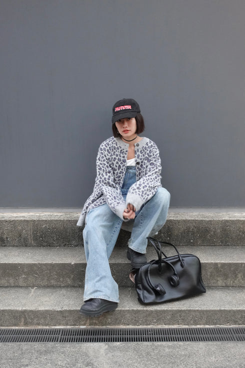 レオパードルーズニットカーデ