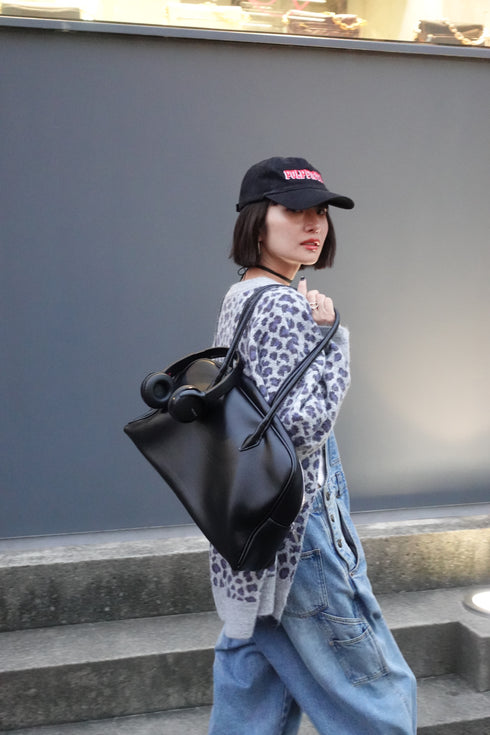 レオパードルーズニットカーデ