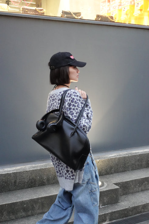 レオパードルーズニットカーデ