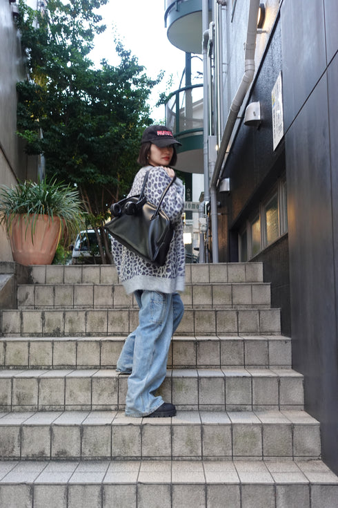 レオパードルーズニットカーデ