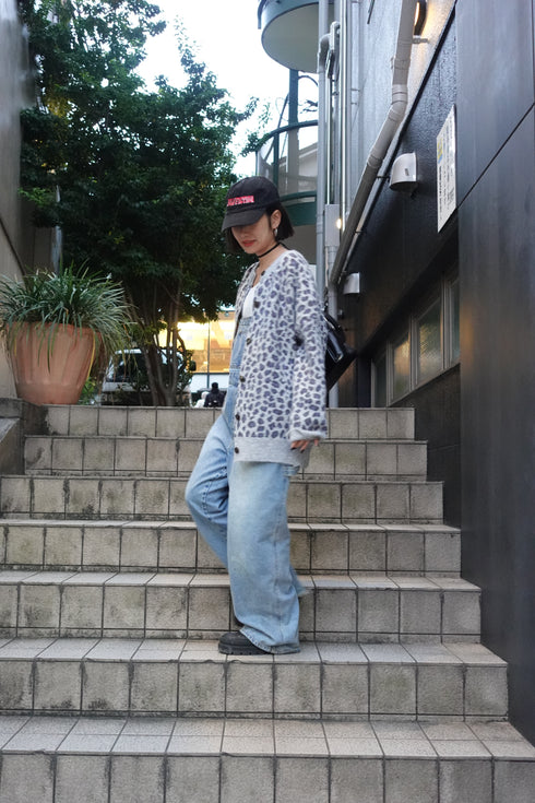 レオパードルーズニットカーデ