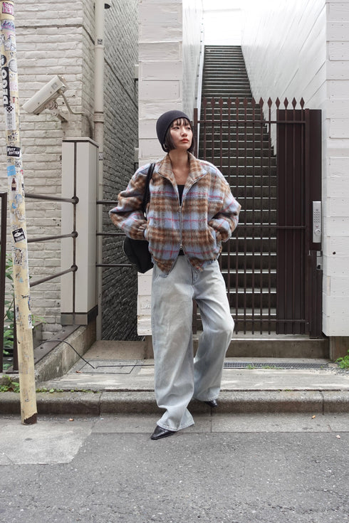 シャギーチェックブルゾン