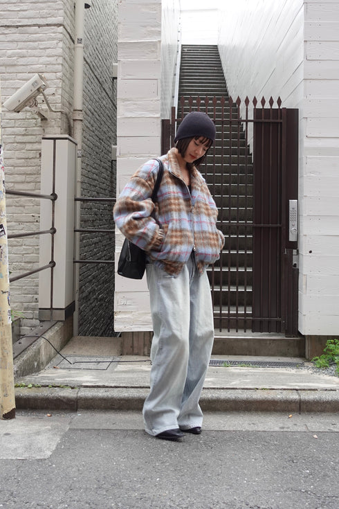 シャギーチェックブルゾン