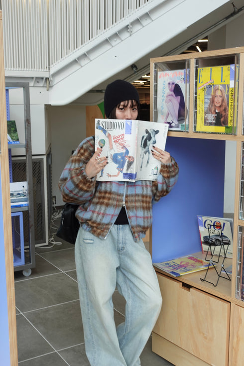 シャギーチェックブルゾン