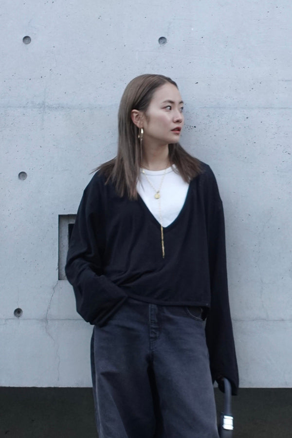 シアーVネックロンTee
