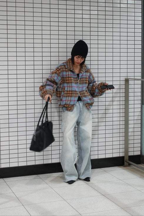 シャギーチェックブルゾン
