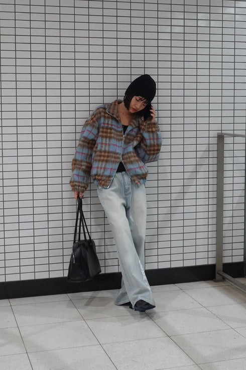 シャギーチェックブルゾン