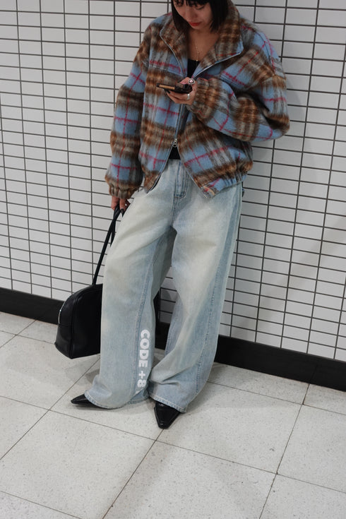シャギーチェックブルゾン