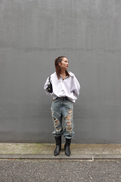 ハーフジップスウェット