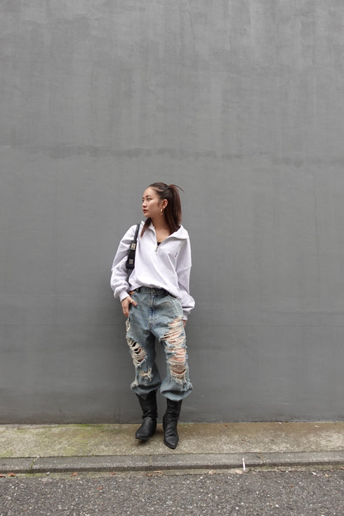 ハーフジップスウェット