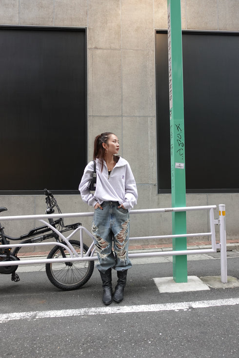 ハーフジップスウェット