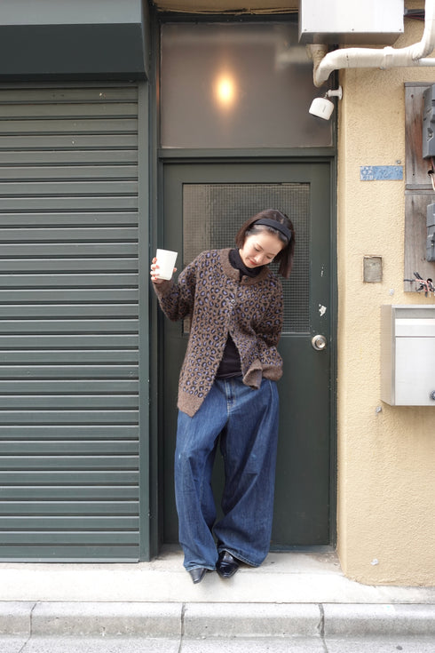 レオパードルーズニットカーデ