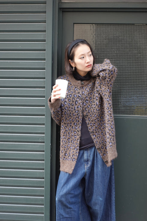 レオパードルーズニットカーデ