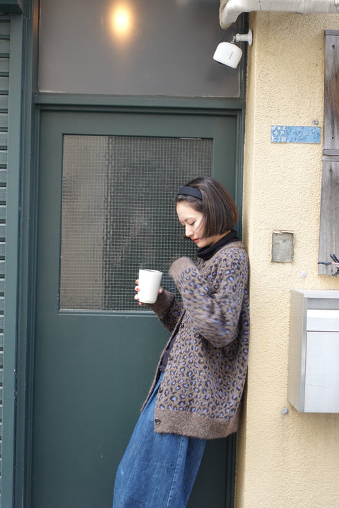 レオパードルーズニットカーデ