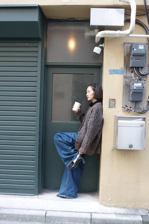 レオパードルーズニットカーデ