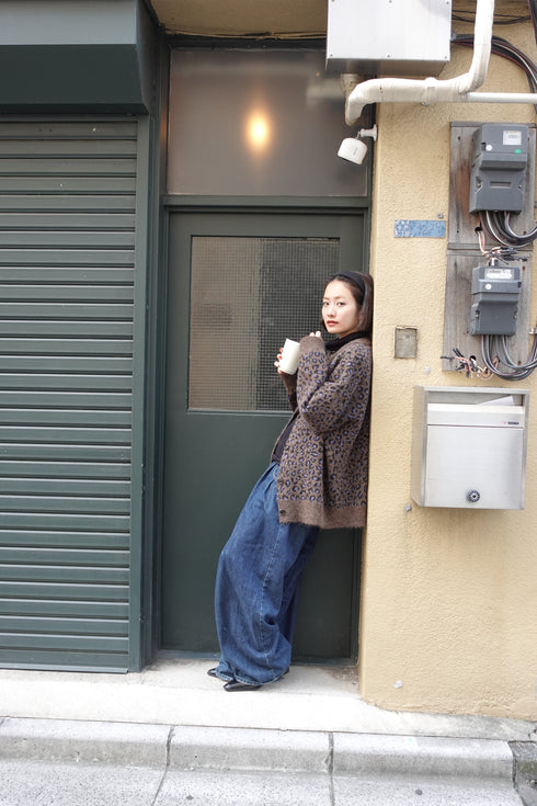 レオパードルーズニットカーデ