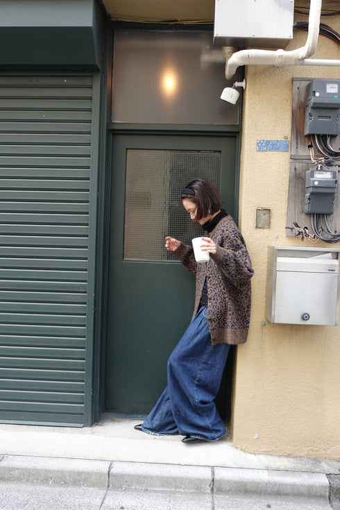 レオパードルーズニットカーデ