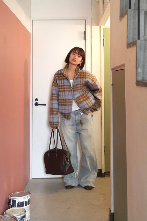 シャギーチェックブルゾン