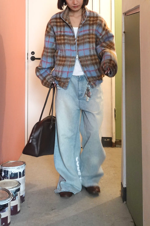 シャギーチェックブルゾン