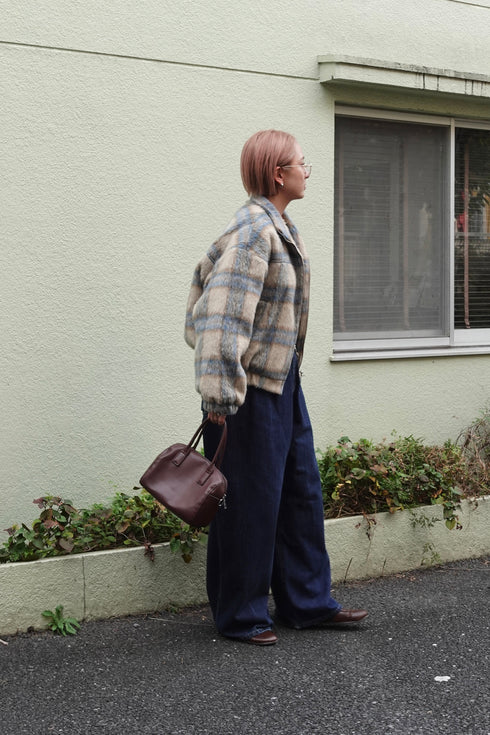 シャギーチェックブルゾン