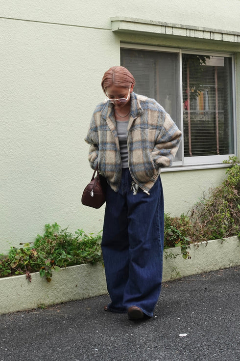 シャギーチェックブルゾン