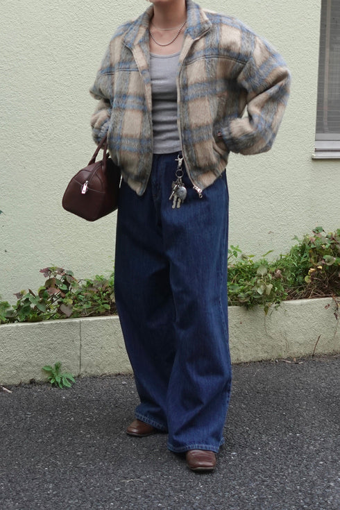 シャギーチェックブルゾン