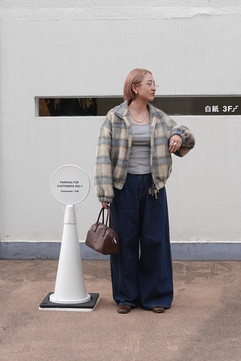 シャギーチェックブルゾン