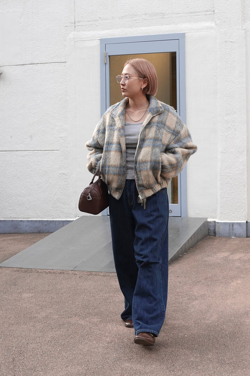 シャギーチェックブルゾン