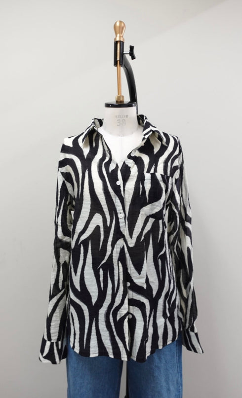 プリントシアーシャツ