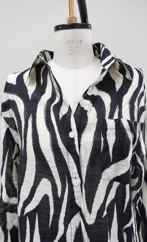 プリントシアーシャツ