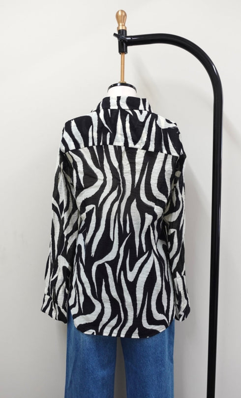 プリントシアーシャツ