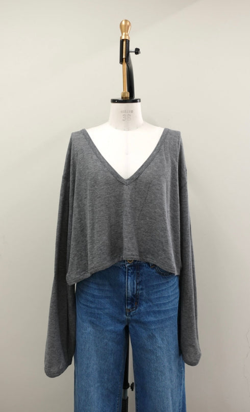 シアーVネックロンTee