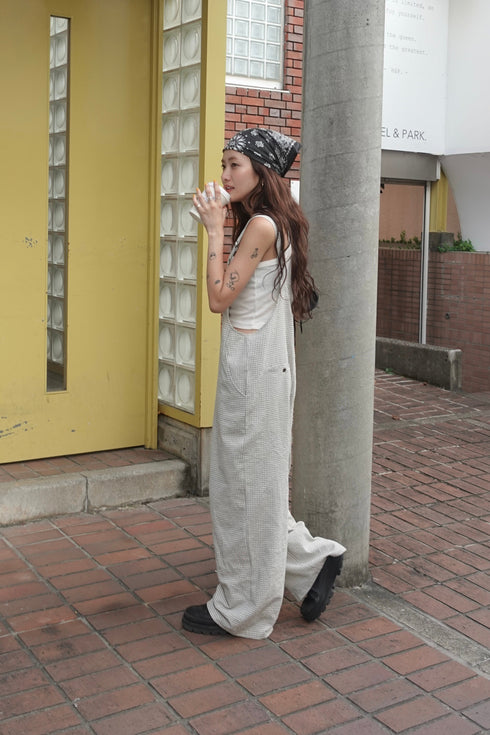 チェックルーズロンパース