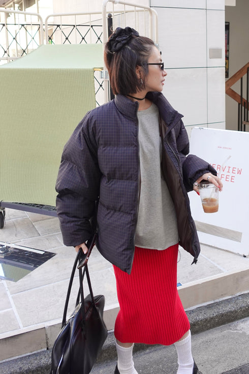 ボリュームチェック中綿ブルゾンSET