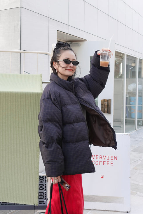 ボリュームチェック中綿ブルゾンSET