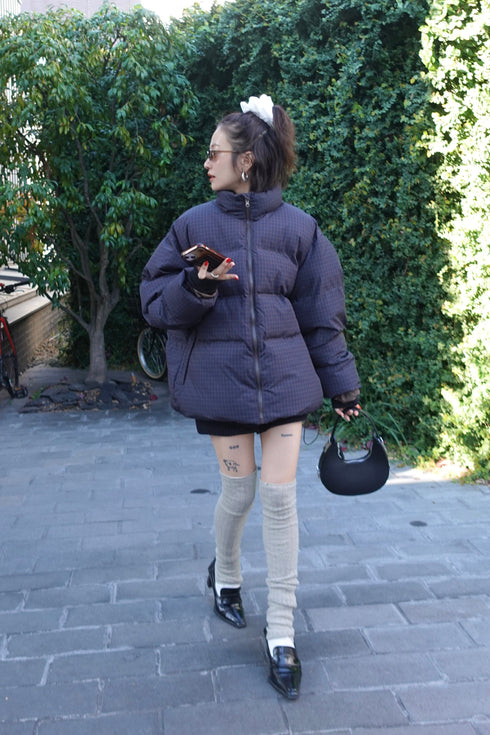 ボリュームチェック中綿ブルゾンSET