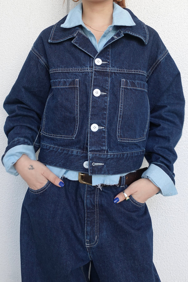 ホワイトボタンデニムJK