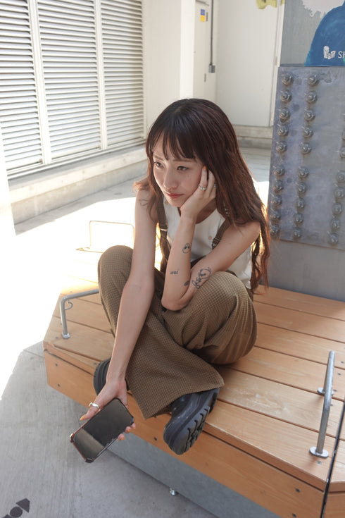 チェックルーズロンパース