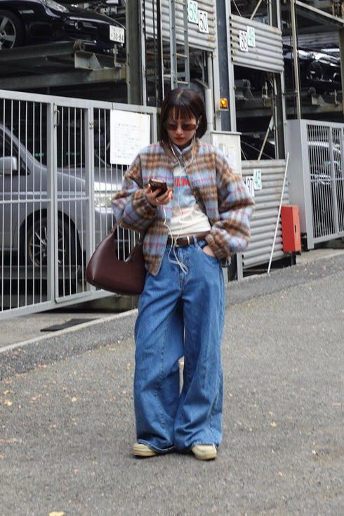 シャギーチェックブルゾン