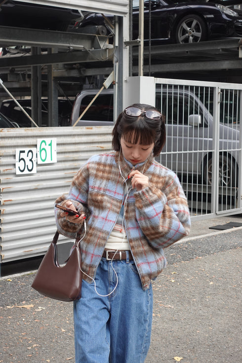 シャギーチェックブルゾン