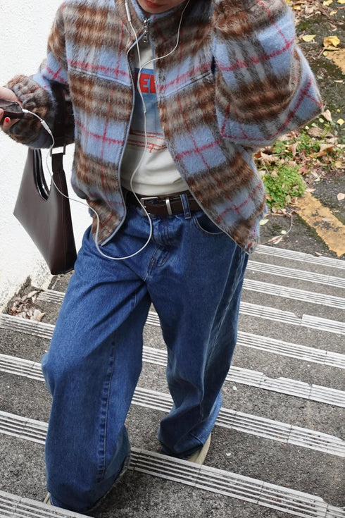 シャギーチェックブルゾン