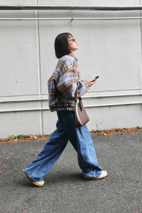 シャギーチェックブルゾン